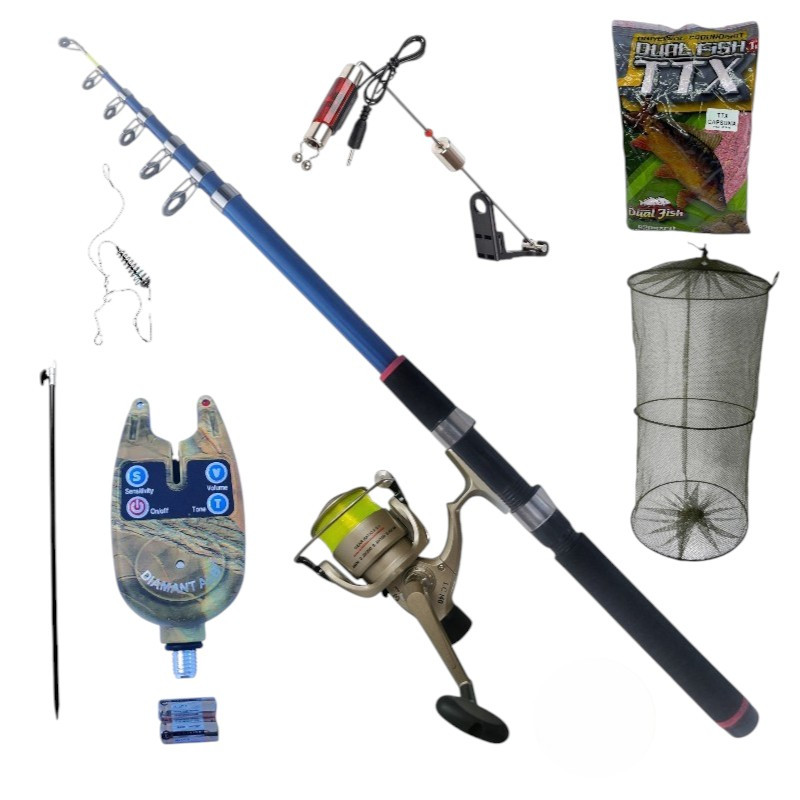 Set lanseta telescopica Fishing 3 m, mulineta LC 140 , nada si accesorii