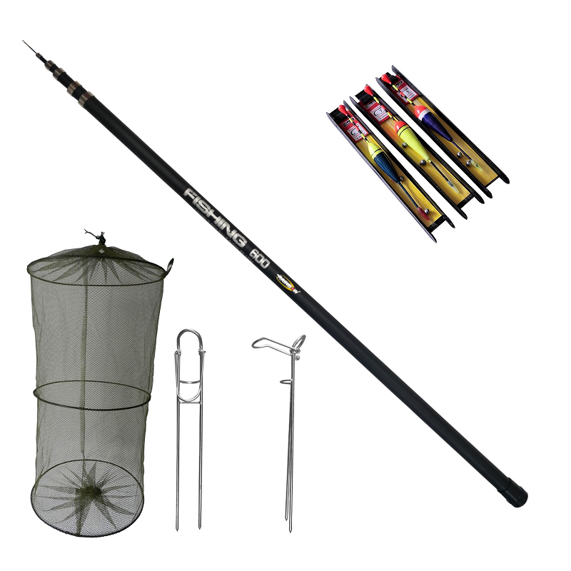 Set undita Fishing 5 m, juvelnic, 3 linii si suport pentru undita