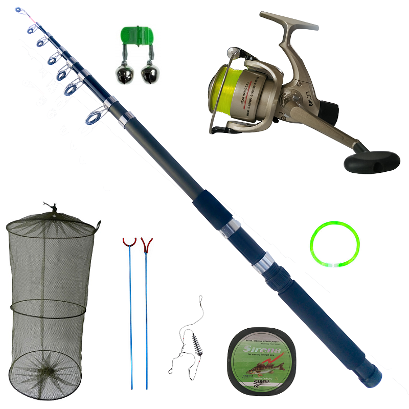 Set lanseta telescopica Knight 2.7 m, mulineta LC 140 si accesorii